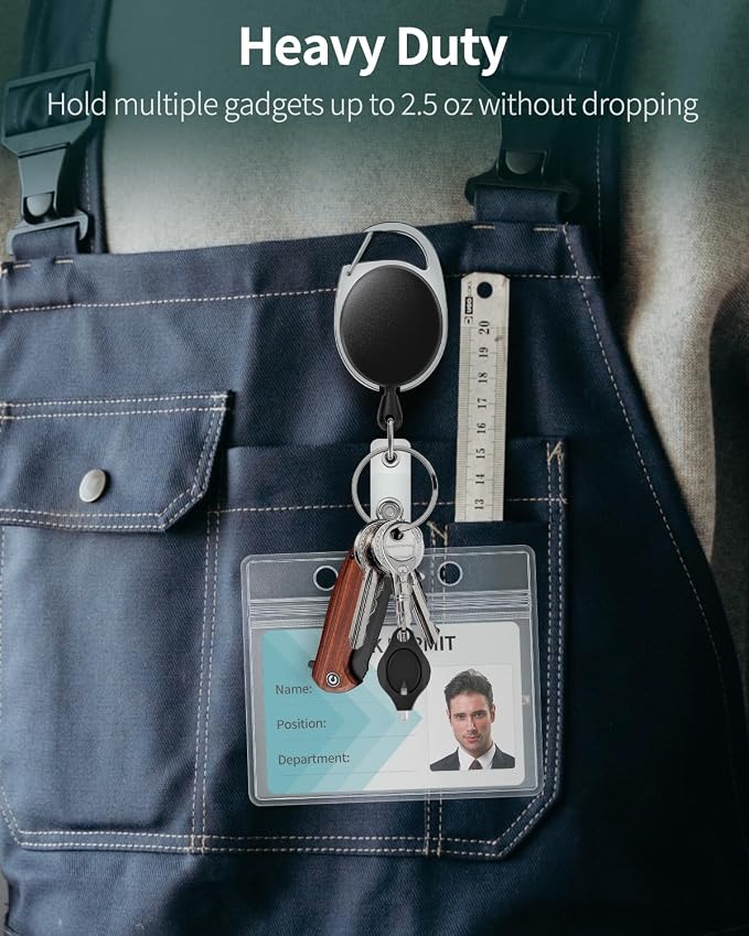 Uniclife Badge Holder Horizontal Clear Plastic Case with Retractable Badge Reel Carabiner Clip Soft Waterproof Card Protector for Proximity Cards IDs Credit Cards Driver’s Licenses and Passes, 2 Pack