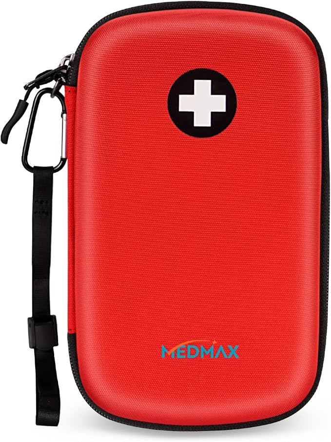 MEDMAX Hard Shell EVA Epipen Medical Carrying Travel Case Holds 3 EpiPens | Shock Absorption Medication Organizer Bag Emergency Medical Pouch for Asthma Inhaler, Allergy Medicine Essentials, Large