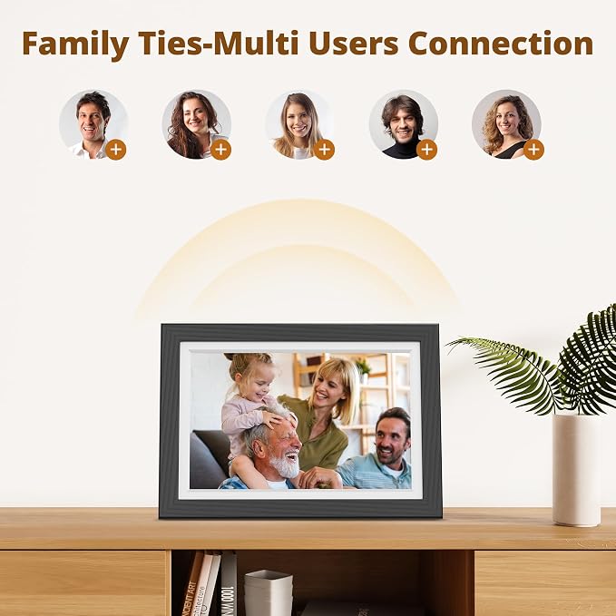 Dragon Touch Digital Picture Frame WiFi 10 inch IPS Touch Screen Digital Photo Frame Display, 32GB Storage, Auto-Rotate, Share Photos via App, Email, Cloud, Classic 10 Brown