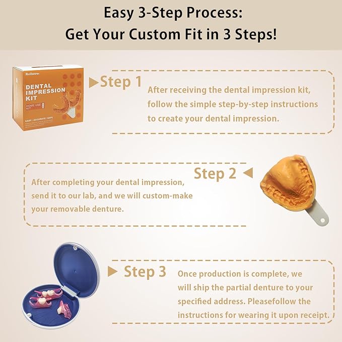 Custom Partial Dentures for Women with No Teeth, Temporary Dentures for Men, Removable Dentures for Tooth, Personalized Replacement Teeth, Adjustable & Comfortable, Easy to Use (1 Tooth)