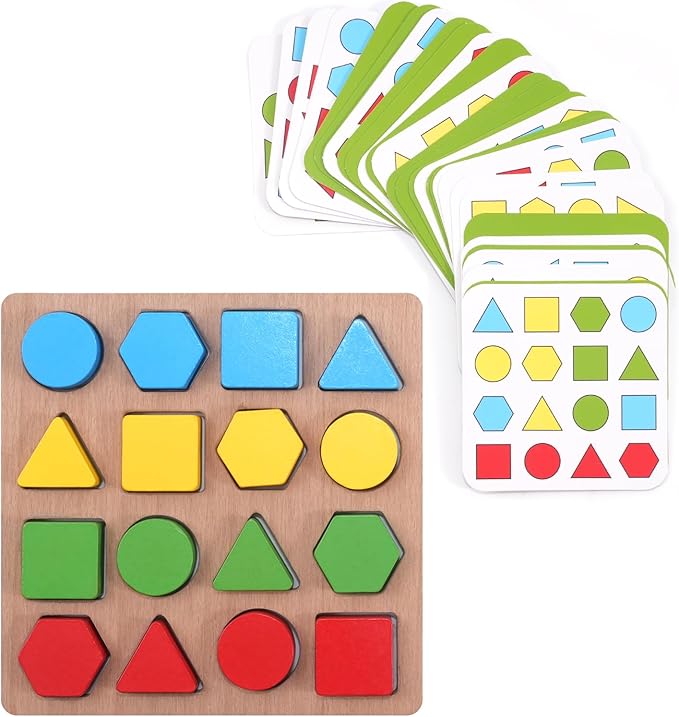Dementia Puzzles Gifts for Seniors, Activity Kits for Dementia Patients, Fidget Sensory Products for Alzheimers，Pattern Blocks Set for Fractions, Symmetry, Patterning and Creativity