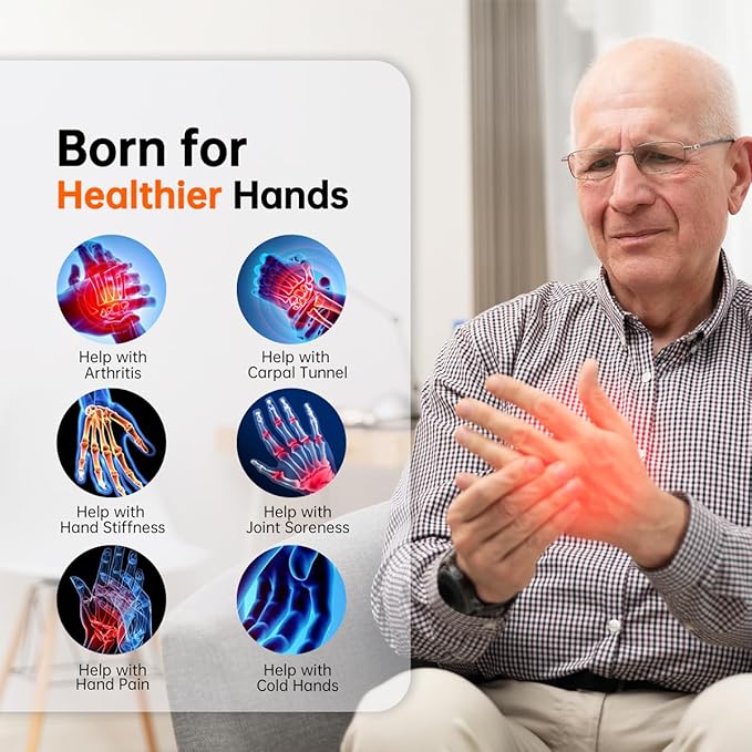 Hand Massager with Heat and Compression for Arthritis and Carpal Tunnel Relief, Finger Wrist Hand Therapy Equipment Pain Relief,Thoughtful Christmas Gifts for Women,Man (White)