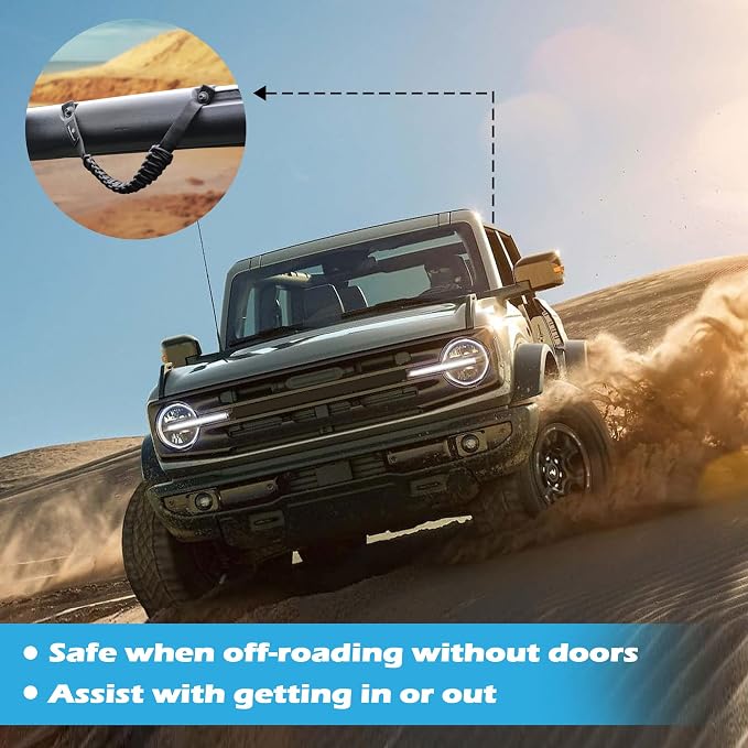 SEVEN SPARTA 4pack Roll Bar Grab Handles for Ford Bronco 2021-2026 2/4 Door | No Drill Install, Color-Matched Paracord Handles, Uses Factory Bolts, Sturdy & Comfortable Grip for 2021-2026 Bronco 2/4 Door