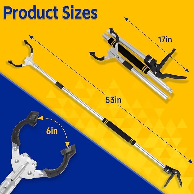 Grabber Reach-er Tool Heavy Duty Aluminum Alloy, Pick Stick Grabber 53 Inch, Folding Reaching Stick for High Shelves, Litter Pickup, and Elderly Daily Use (53inch)