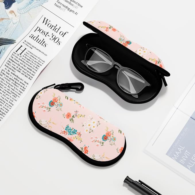 Sunglasses Soft Case, Ultra Light Portable Neoprene Zipper Glasses Case for Men Women