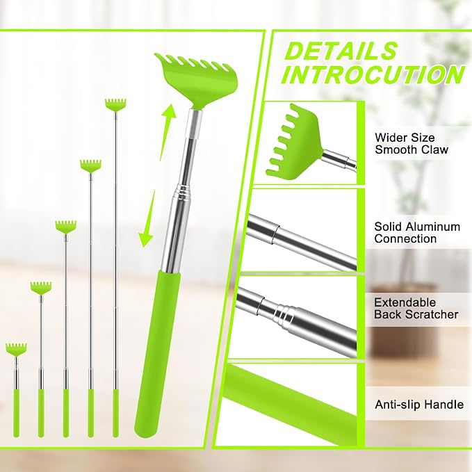 6 Pack Back Scratcher, Stocking Stuffers for Women Men Teen Girls | Prizes for Adults, Birthday Bulk Christmas Gift, Mothers Fathers Day Dad Gifts, Easter Basket Stuffers (Green)