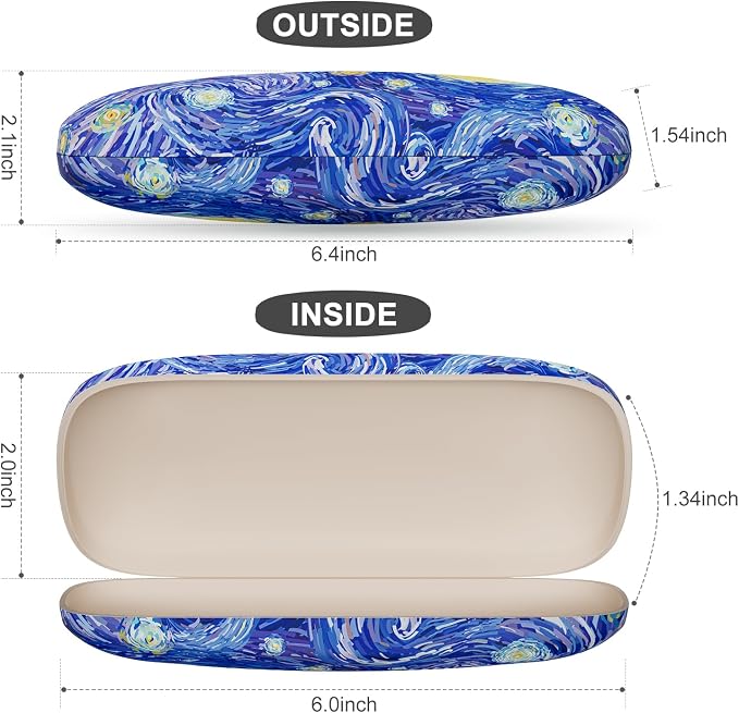 Eyeglasses Case, Portable Hard Shell Protective Case for Glasses, Eyeglass Holder Box for Women with Cleaning Cloth