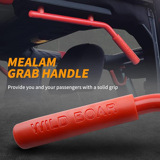 Front & Rear Grab Handle Kit Aluminum Alloy Grab Bar for 2007-2018 Jeep Wrangler JK JKU Rubicon Sport Sahara (Red)