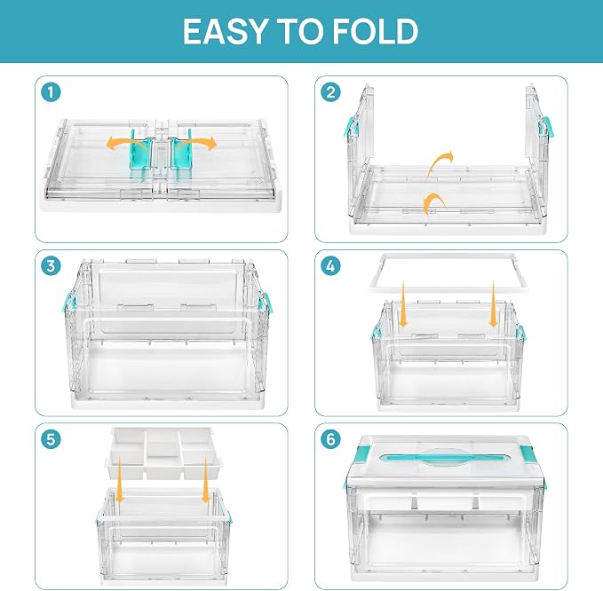 Vtopmart 24 QT Clear Plastic Craft Organizers and Storage Box with Removable Trays and Dividers,Art Supply Organizers and Storage,Ideal Containers for coloring Books, Craft Supplies,1 Pack