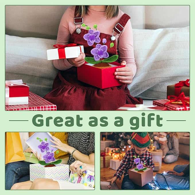Crochet Kit, Crochet Kit for Beginners, Butterfly Orchid Knitting Kit | Beginner Crochet Kit, Crochet Flower Kit with Step-By-Step Video Tutorials, Beginner Crochet Kit for Adults