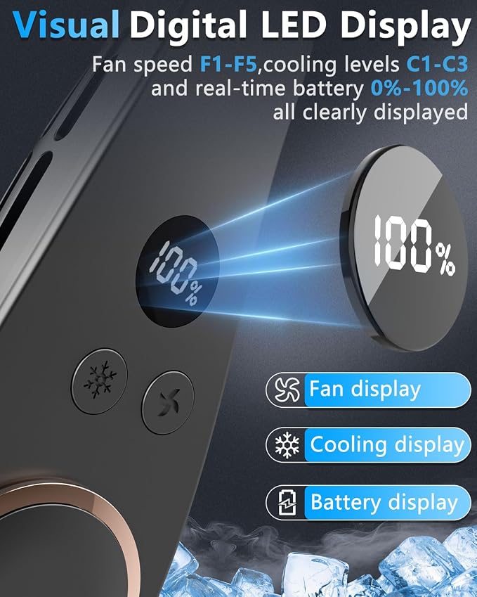 Neck Fan with Cooling Plate-35dB Quiet Powerful fans that blow cold air-5 Speed&Power LED Display-24H USB 5500mAh Bladeless Wearable Personal AC Cooler for Women,Men,Kids,Travel,Outside,Indoor Black