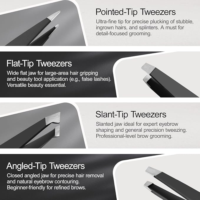 Eyebrow Kit for Men, 17 in 1 Tweezers for Women Facial Hair, Hair Scissors with comb, Eyebrow Trimmer, Brow Brushes, Hair Tools Travel Bag, Professional Grooming Tweezer for Men