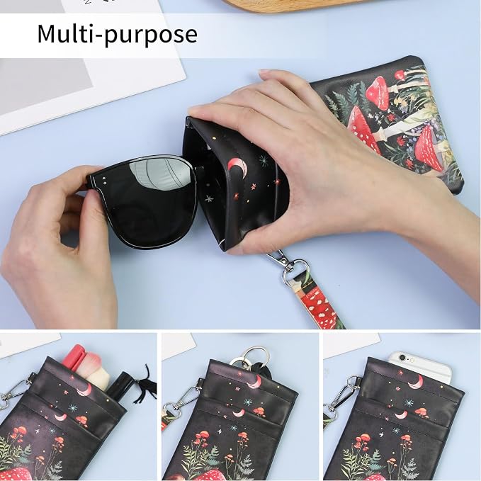 Double Eyeglass Case Soft Dual Glasses Case for Women Men Travel Squeeze Top Sunglasses Cases Eyeglasses Pouch