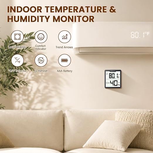 DOQAUS 3 Pieces Digital Hygrometer Indoor Thermometer Humidity Meter, Black | Accurate Temperature and Humidity Monitor for House, Baby Room, Greenhouse, Incubator - Battery Included