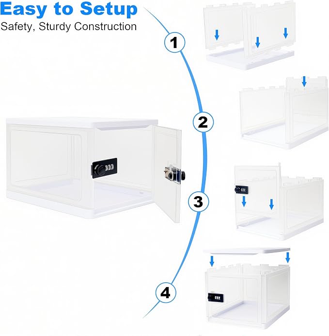 Clear Lockable Storage Box for Food，Tech and Home Safety, Medicine Lock Box for Safe Medication,Lockable Storage Bin，Refrigerator Storage Bins, Tablet Phone Jail Lock Box (Clear)