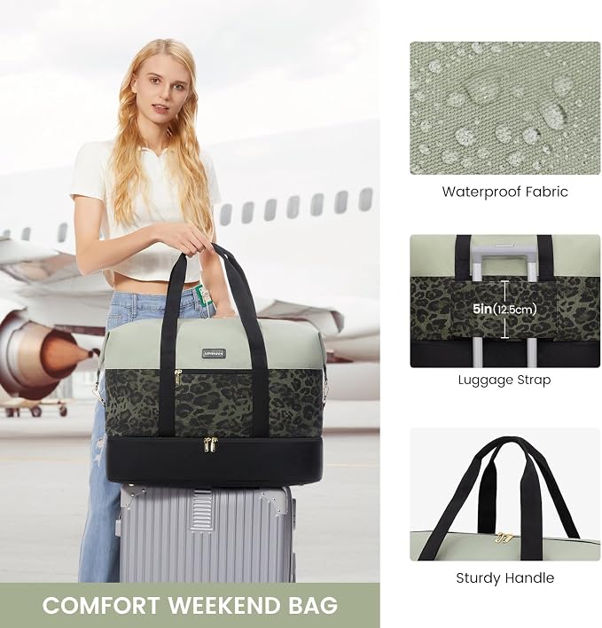 LOVEVOOK Weekender Bag for Women, Large Duffle Bag for Travel with 2 Packing Cubes, Carry on Overnight Bag with Shoe Compartment, Mom Hospital Bags for Labor and Delivery