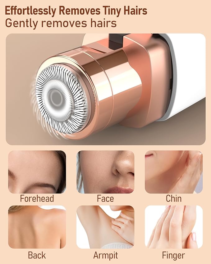 Eyebrow Trimmer Facial Hair Removal for Women: 2 in1 Rechargeable Face Shaver with LED Light, Painless Electric Eyebrow Razor for Eyebrows, Upper Lip, Chin, Peach Fuzz & Fine Facial Hair