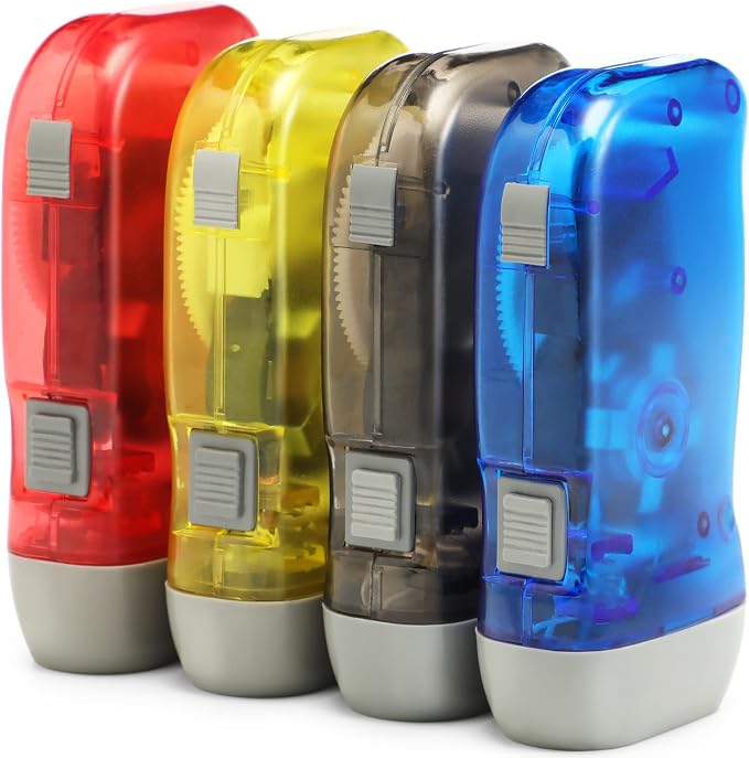 Mudder 24 Pack Hand Crank Flashlight No Battery Emergency Flashlight, Self Powered Portable Light Dynamo Torch for Survival Kit Outdoor Hiking Emergency(Yellow, Red, Grey, Blue)