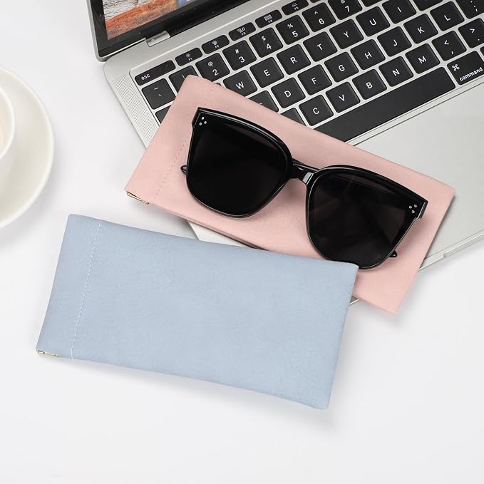 Sightor Sunglass Case, 2 Pcs Soft Eyeglass Cases for Women Portable Squeeze Top Leather Glasses Pouch