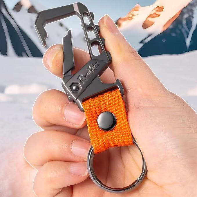Metal heavy duty key chain carabiner clip bottle opener wrist lanyard ring car key fob unisex for men and women