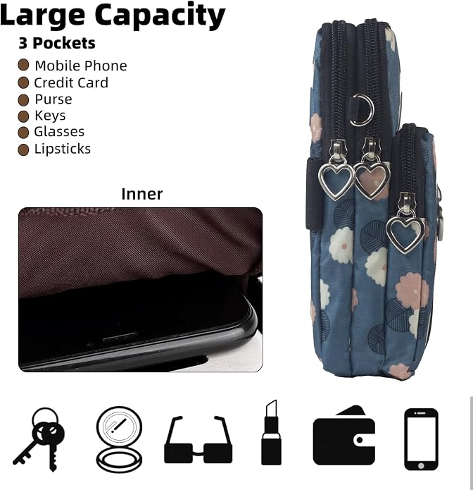 Small Crossbody Bag for Women - Mini Phone Purses with Crossbody Strap and Wallet - Nylon Arm Bag