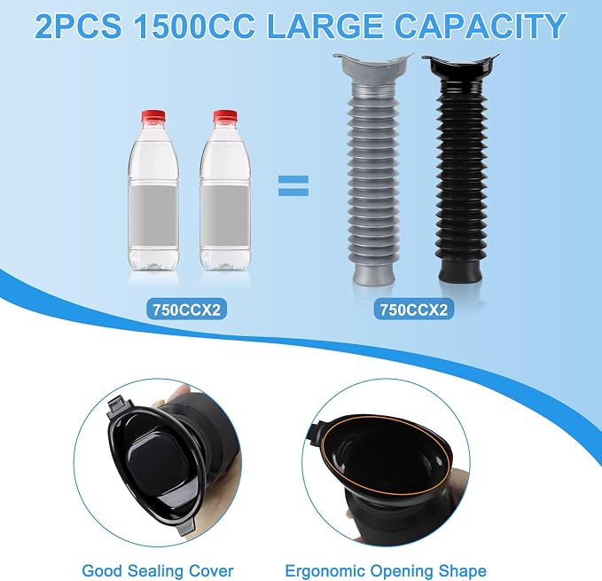Pee Bottles for Men,Portable Urinal for Men,Collapsible Urine Bottle 750ML | Car Urinals for Men and Women,Emergency Urinal Bottle Shrinkable Pocket Toilet for Travel,Camping,Traffic Jam,Road Trips