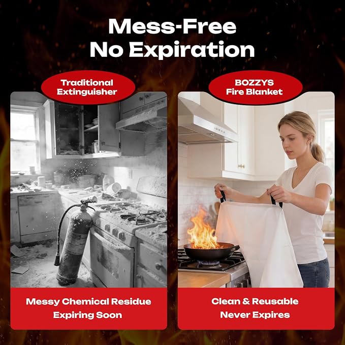 Fire Blanket | Prepared Fire Suppression | 40"x40" Fire Blankets Emergency for Home and Kitchen