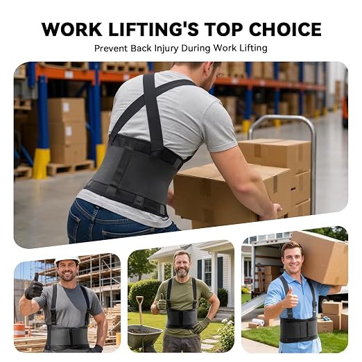Plus Size Work Back Brace for Men & Women, Adjustable Lower Back Support Belt for Sciatica, Herniated Disc, Pain Relief, Moving Warehouse Heavy Lifting Safety & Protection (Black, XXX-Large)