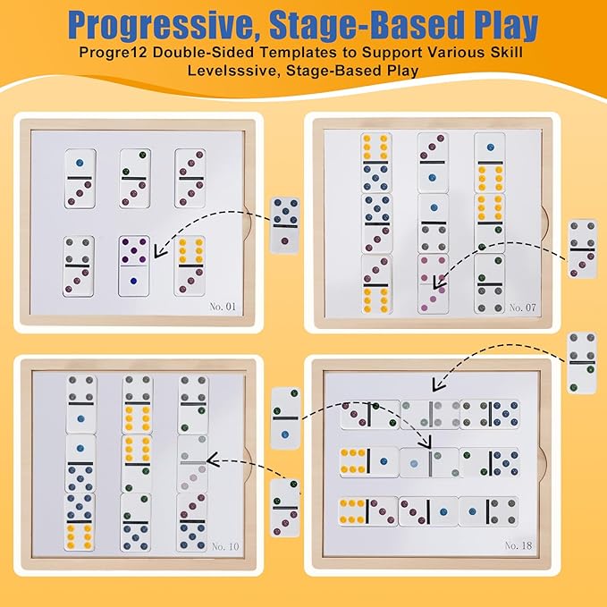 Match The Dots Dominos Activity Kits – Dementia Activities for Seniors, Memory Games & Cognitive Training, Elderly Therapy Products with Wooden Board, Templates & Storage Bag