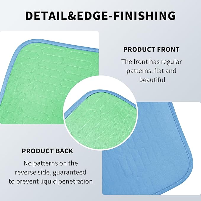 Washable Incontinence Underpads 34" x 52", 2 Pack Heavy Absorbency Reusable Bed Pads, Leakproof Mattress Protector Pee Pads for Adults, Kids & Dogs (Green)