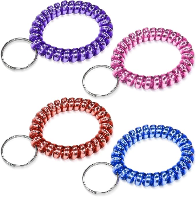 Spiral Coil Keychain, Anti-lost Key Chain Holder Lanyard Cord for Sauna Outdoor Sports and Gym Pool