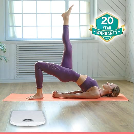 Adamson A21 Analog Scales for Body Weight - Up to 300 LB - New - Anti-Skid Rubber Surface + Large Numbers - Analog Bathroom Scale - Affordable - Durable with 20-Year Assurance