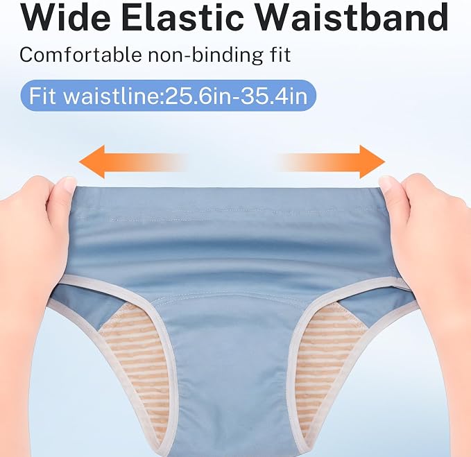 Reusable Adult Diapers,Washable Incontinence Underwear for Women – Reusable Leak Proof Cotton Briefs with Removable Pads, Waterproof Overnight Protection, Easy Open Side Tear Away Closure