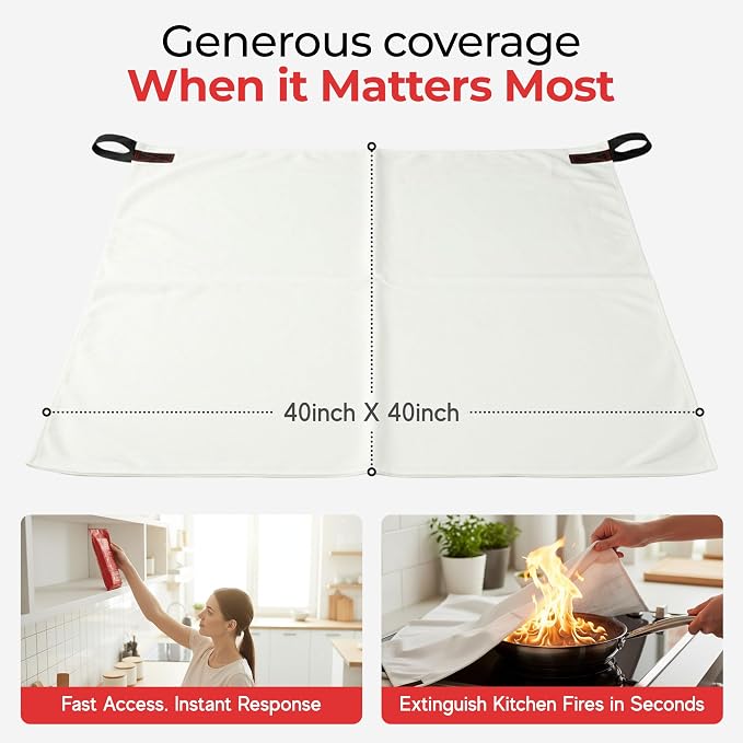 Sierra Madre Emergency Fire Blanket, 100% Fiberglass Fire Suppression Blanket for Office & Camping - Instantly Smothers Flames (Pack of 1)