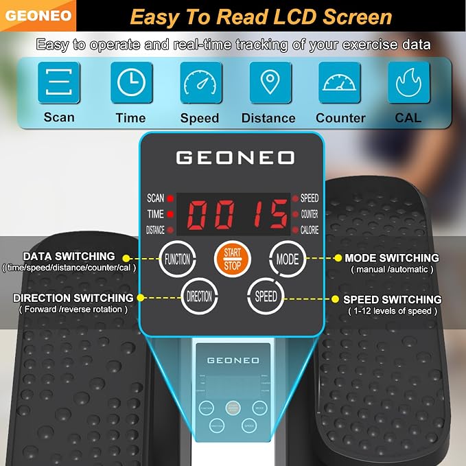 Under Desk Elliptical Machine, Electric Elliptical Exerciser for Senior, Quiet & Small Electric Seated Pedal Exerciser for Home with Monitor, Remote Control & 12 Adjustable Speeds