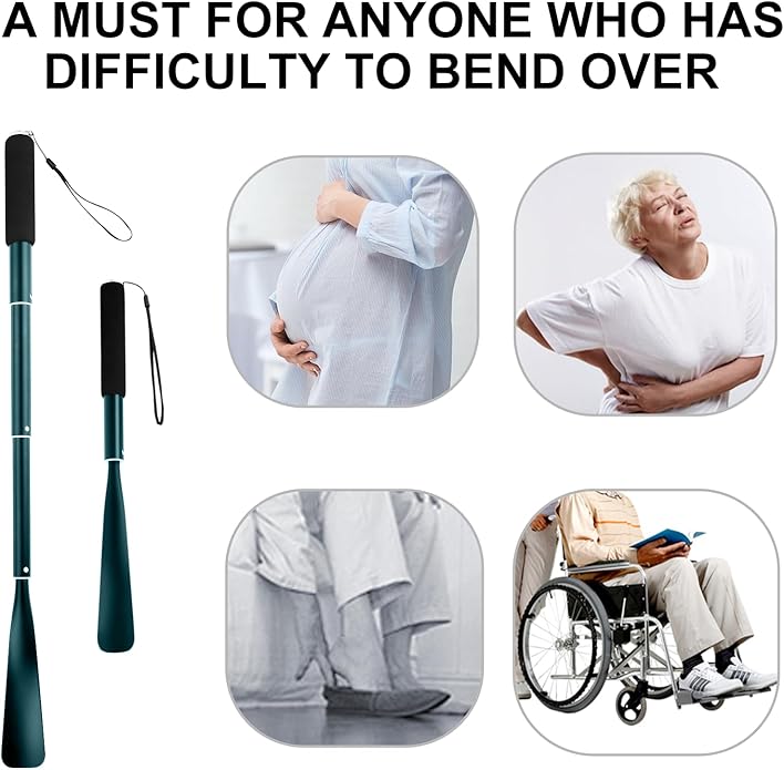 Shoe Horn,Long Retractable Aluminum Shoe Horn Long Handle for Seniors,Men,Women and Kids