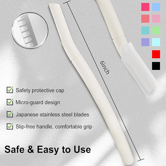 Dermaplane Razor for Women, Facial Razor, Peach Fuzz Remover, 10ct Cream | Disposable Dermaplaning Tool for Facial Hair Removal & Exfoliation, Microblade Design, Easy Replacement for Home & Travel