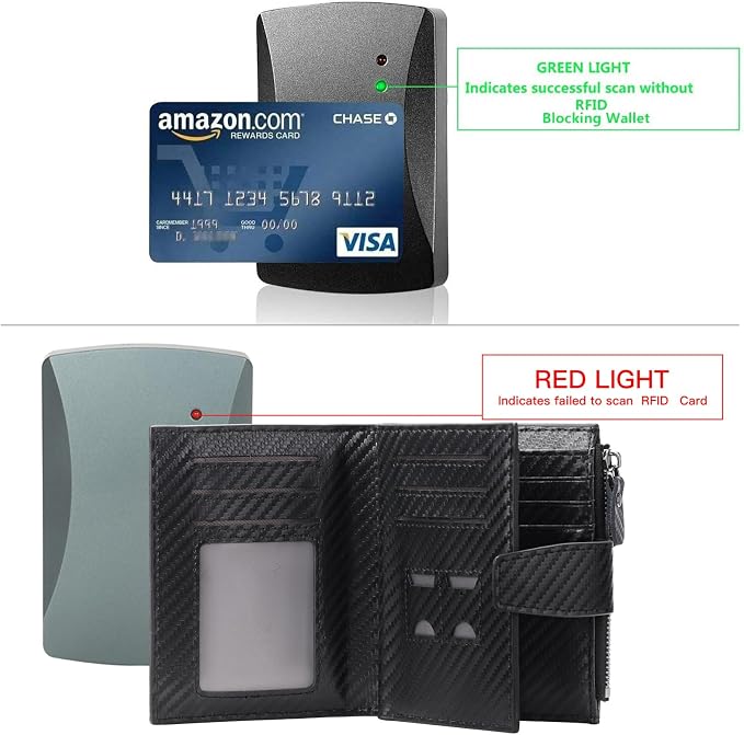 Wallet for Men Genuine Leather RFID Blocking Mens Wallet with Zipper Coin Pocket ID Window