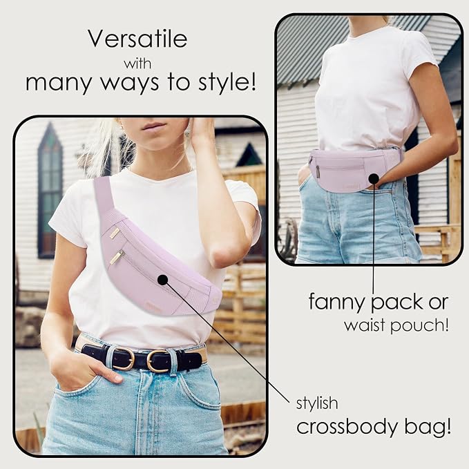 MAXTOP Large Purple Crossbody Fanny Pack for Women Belt Bag fits All Phones | 4-Zipper Pockets,Stylish,Versatile,Cross Body Bum Bag for Enjoy Yoga Traveling Workout Running Shopping