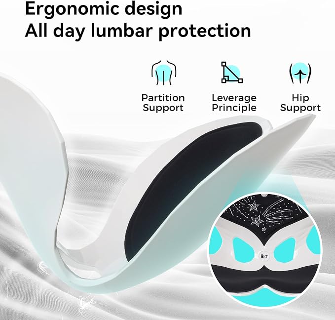 BKT Ergonomic Seat Cushion - Lumbar Support Pillow for Office Chair & Floor | Premium upgraded materials for long sitting. Comfort for students, nursing mothers, office workers and outdoor fishing trips
