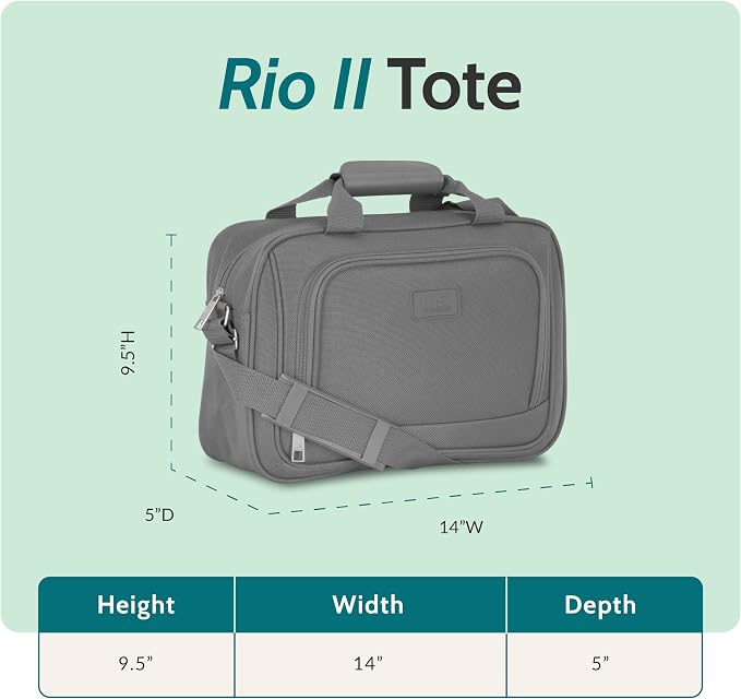 U.S. Traveler Rio 14" Travel Tote Bag, Lightweight 1200D Carry-On Bag for Women & Men