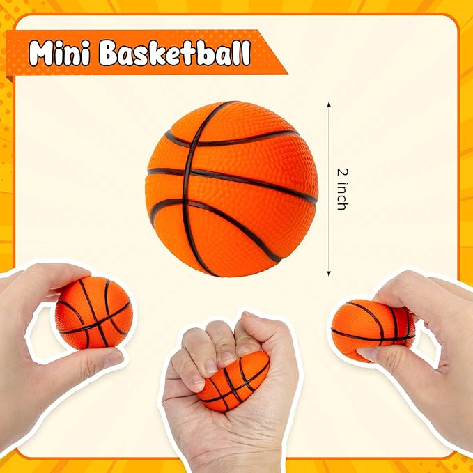 LovesTown 40 PCS Mini Basketball, 2 Inch Squeeze Toys Foam Sport Stress Balls for Kids and Adults Squishies for Stress Relief Party Favors Birthday Decor Goodie Bag Stuffers