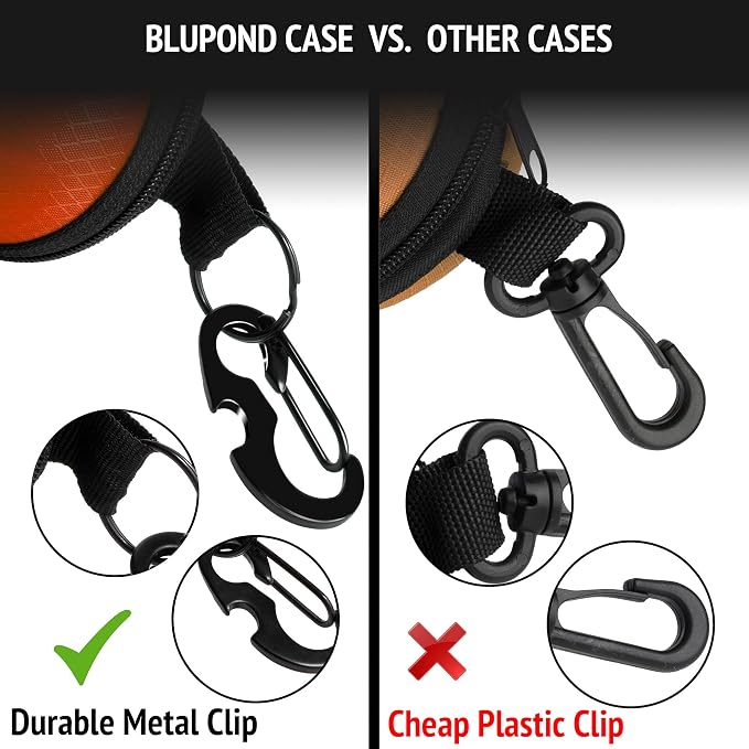 BLUPOND Sunglasses Case Semi Hard EVA Shell with Metal Hanging Hook Belt Clip Sun Glasses Storage