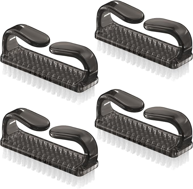 Larbois Handle Grip Nail Brush, Hand Fingernail Brush Cleaner Scrubbing Kit Pedicure for Toes and Nails Men Women (4 Pack)