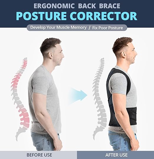 Fitsupport Back Brace Posture Corrector for Women and Men Back Lumbar Support Shoulder Posture Support for Improve Posture Provide and Back Pain Relief XXLarge(Pack of 1)