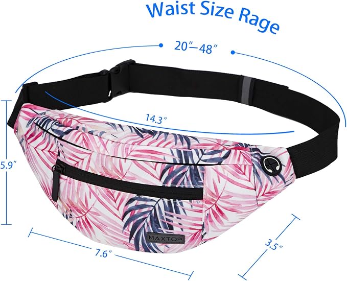 MAXTOP Large Fanny Pack for Women Waist Bag for Casual Festival Gifts | Large Capacity, 4-Zipper Pockets,Polyester,Lightweight,Idea for Hiking Traveling Outdoors Running Workout Casual