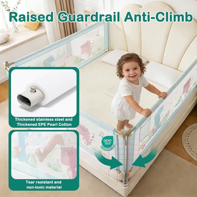 Bed Rail for Toddlers Twin Mattress Size Swing Down Side Rail Guard Rail for Kids