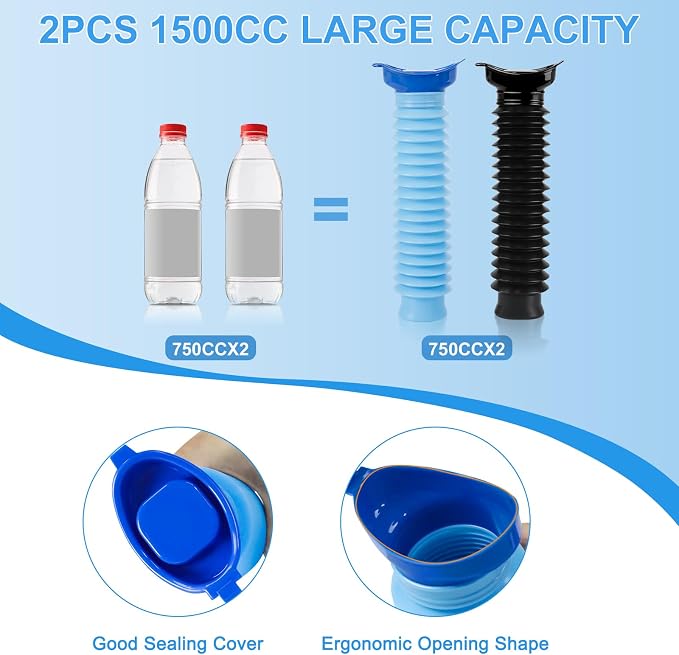Pee Bottles for Men,Portable Urinal for Men,Collapsible Urine Bottle 750ML | Car Urinals for Men and Women,Emergency Urinal Bottle Shrinkable Pocket Toilet for Travel,Camping,Traffic Jam,Road Trips