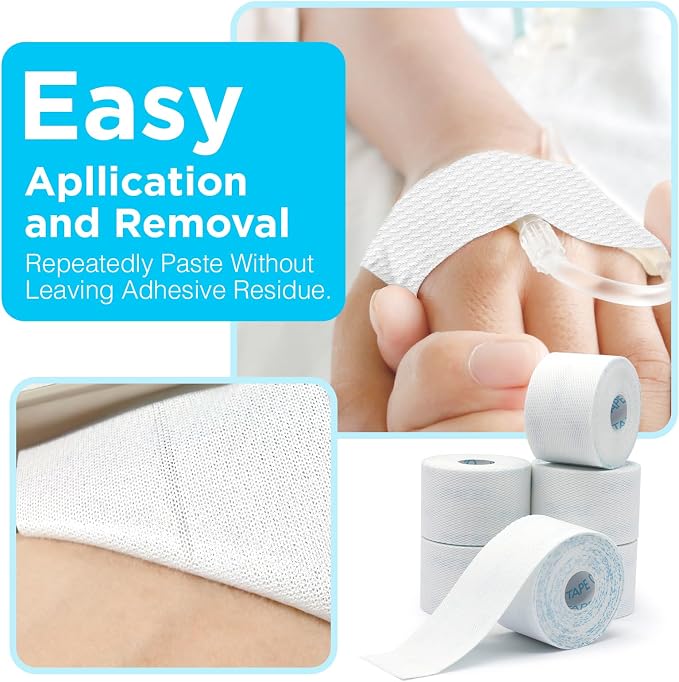 OK TAPE Hypoallergenic Surgical Tape 1 inch x 5.5yd |12 Rolls,Dry Medical Tape for Skin, Tube, Dressings, Wound First Aid Tape