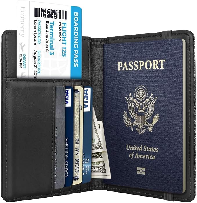 Coco Rossi Passport Holder for Travel Women Slim RFID Passport Cover Wallet | Travel Essentials, Passport Book Holders, Passport Wallet Cover Case, PU Leather, Cute, Thin, Spliced Design, Glitter Black